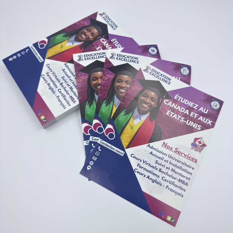 100gsm A5 Custom Purple Classy Congratulations Bright Full Color Excellent Multi Instruction School Student Printed Leaflets